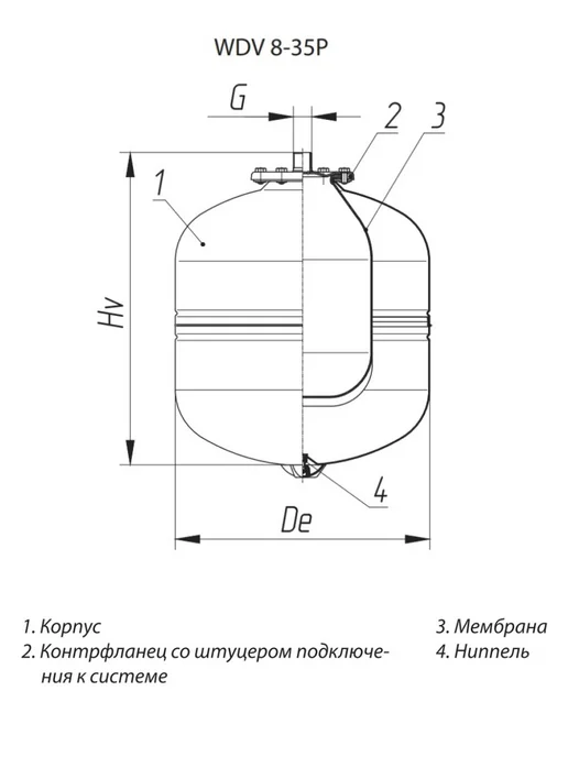 Wester Бак мембранный для ГВС и гелиосистем Premium WDV 8, белый, фото 5