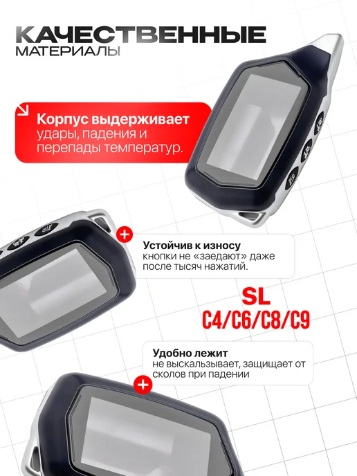 Авто Центр Корпус для брелка автосигнализации SL С4 С6 С9, черный, фото 2