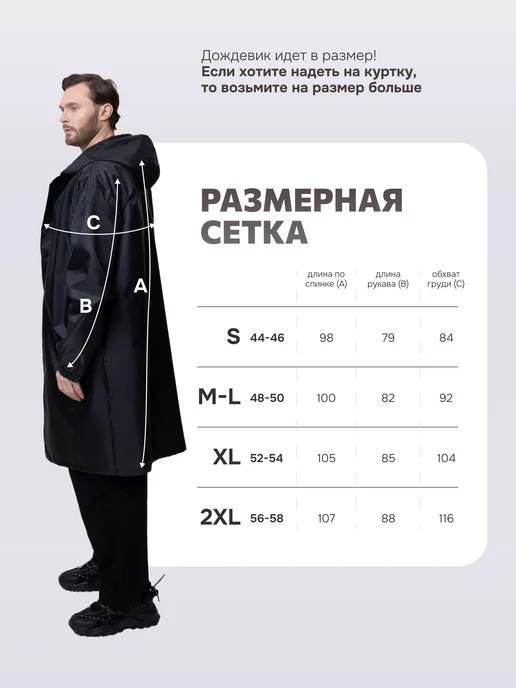 СУХОЙ ГУСЬ Плащ дождевик мужской с капюшоном, вариант, фото 5