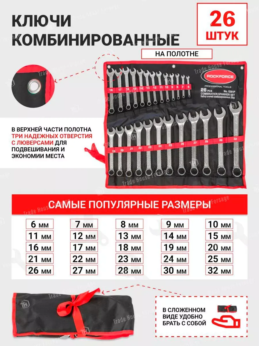 Набор ключей комбинированных 26 предметов