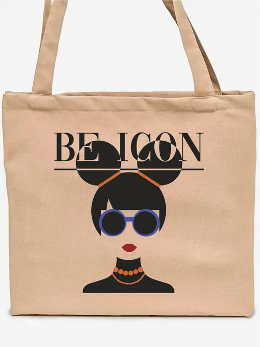 Be lo Us Шоппер с принтом Эстетика Be Icon, бежевый, фото 3