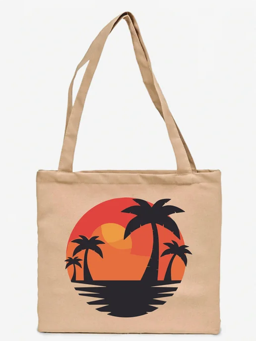 Be lo Us Шоппер с принтом Закат на пляже, бежевый
