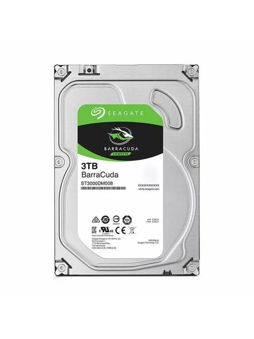 Seagate 3 ТБ Внутренний жесткий диск BarraCuda, 3.5", 7200 об/мин, SATA III 6 Гбит/с (ST3000DM008), 3 ТБ, фото 2