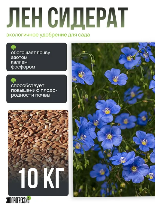 Экопрогрессив Лен 1кг семена, 10 кг
