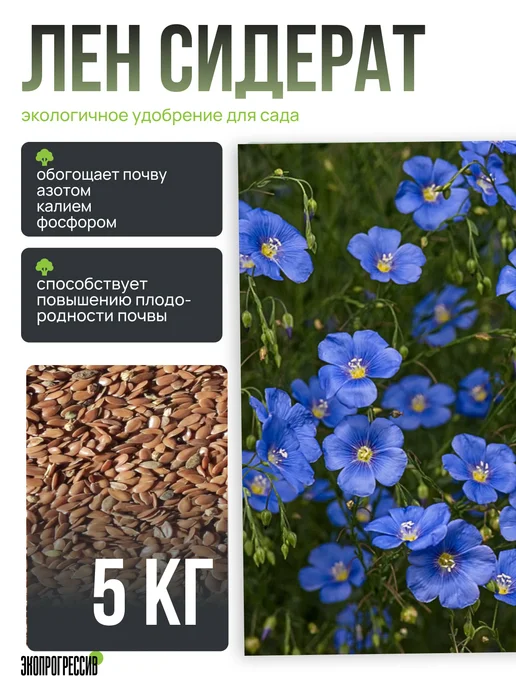 Экопрогрессив Лен 1кг семена, 5 кг