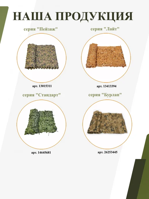 НИТЕКС Маскировочная сеть Камуфляж Россия 2х6 метра с петлями, 2x6, 6 м, фото 2
