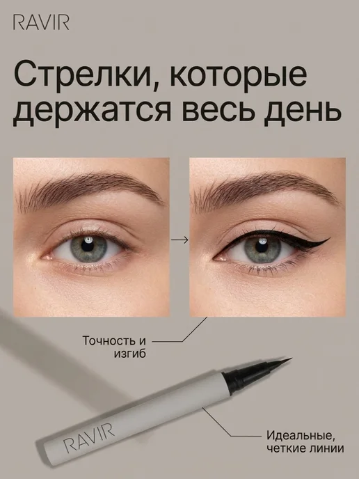 RAVIR Cosmetics Подводка для глаз Черная, черный, фото 2