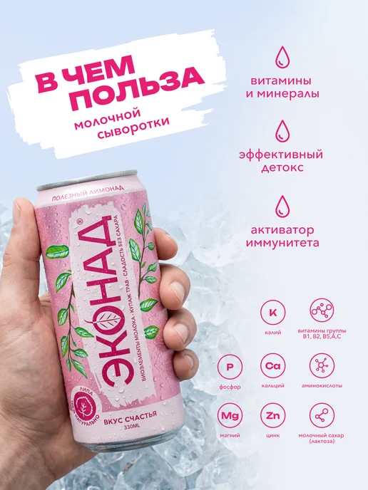 Эконад Лимонад без сахара натуральный напиток Вкус Счастья, 12 шт, 12 шт, фото 4