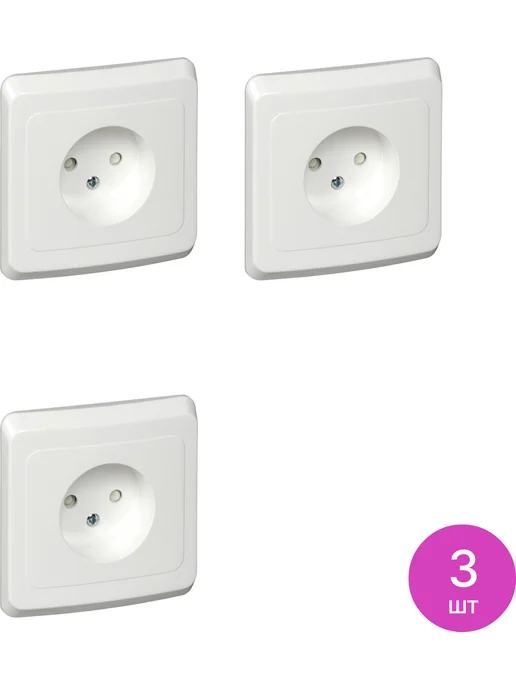 Systeme Electric Розетка силовая Систем Электрик Этюд 16А PC16-002B, 3 шт, 3 шт