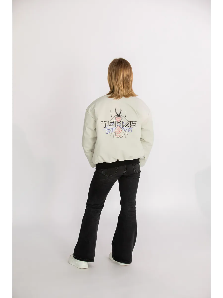 Куртка Бомбер Утепленный оверсайз с принтом