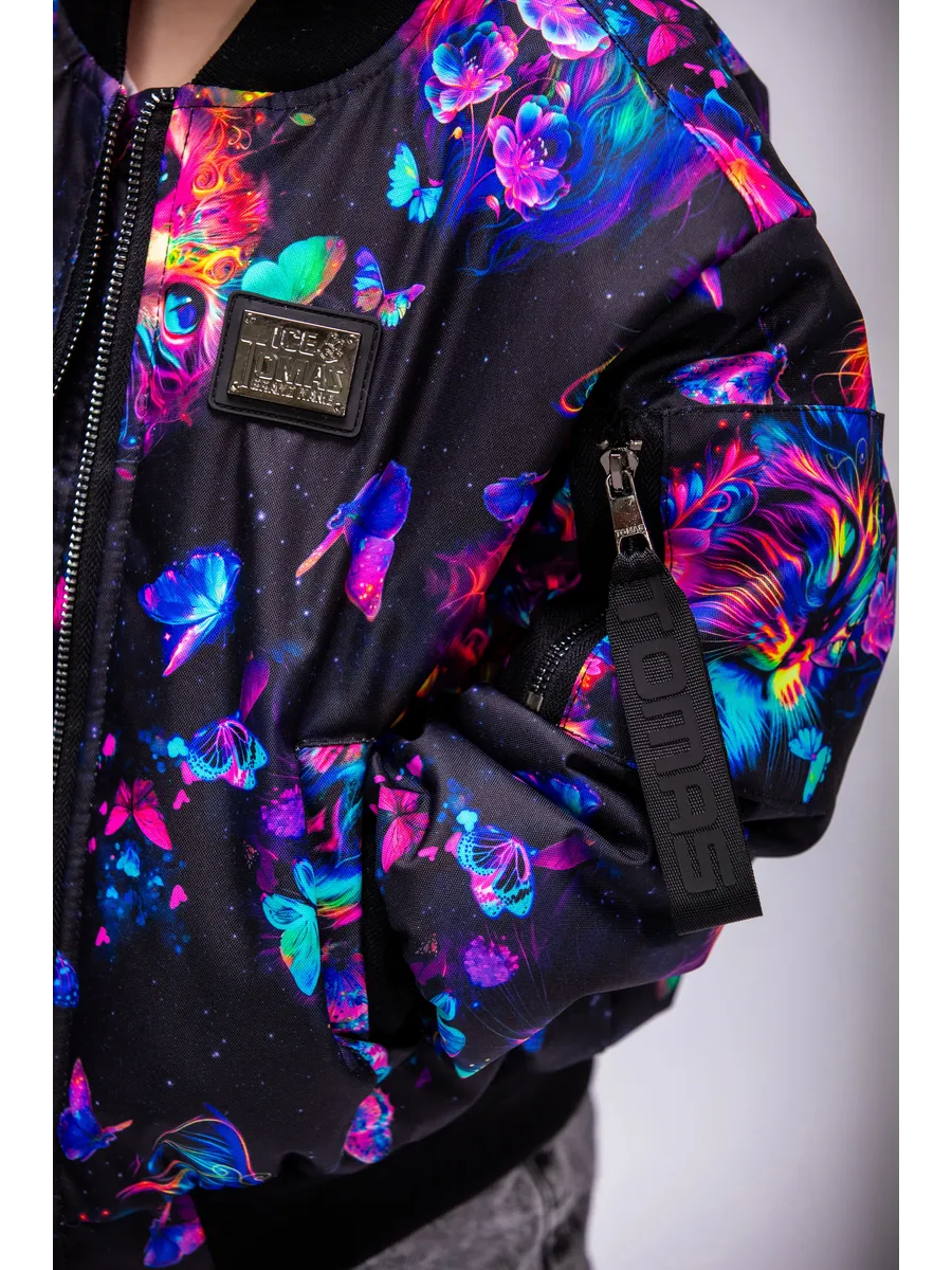 Куртка Бомбер Утепленный оверсайз с рисунком