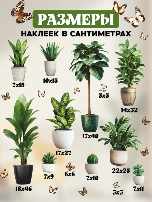 НаклейкиДома Интерьерные наклейки в гостиную комнатные цветы, зеленый, фото 3
