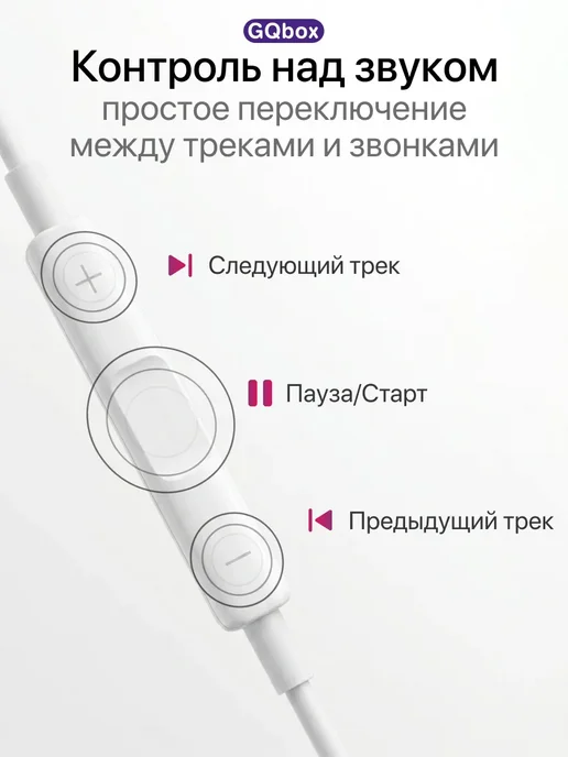 GQbox Наушники проводные Type-C PRO с микрофоном, белый, фото 7
