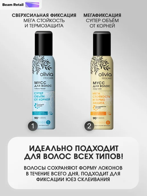 Beam Retail Мусс пенка для укладки волос сильной фиксации 2 шт, 2 шт, фото 2