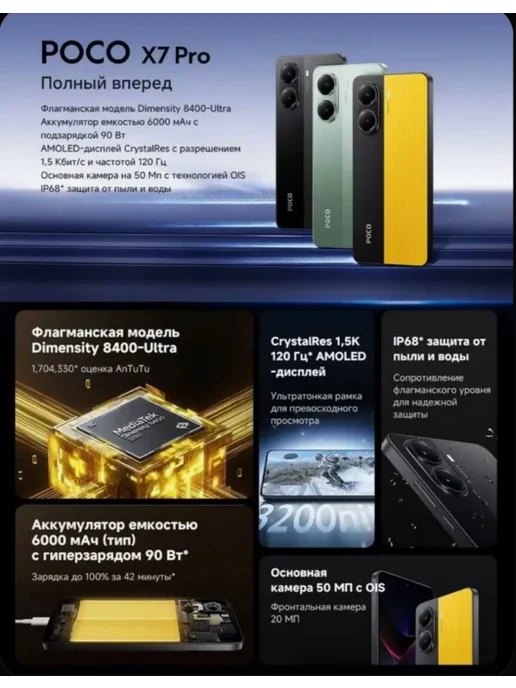 Смартфон Xiaomi Poco X7 Pro 11/256 ГБ, черный, фото 2