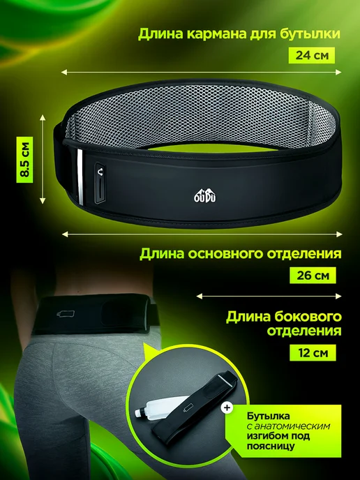 Sport is you Сумка-пояс для бега с бутылкой, черный, фото 2