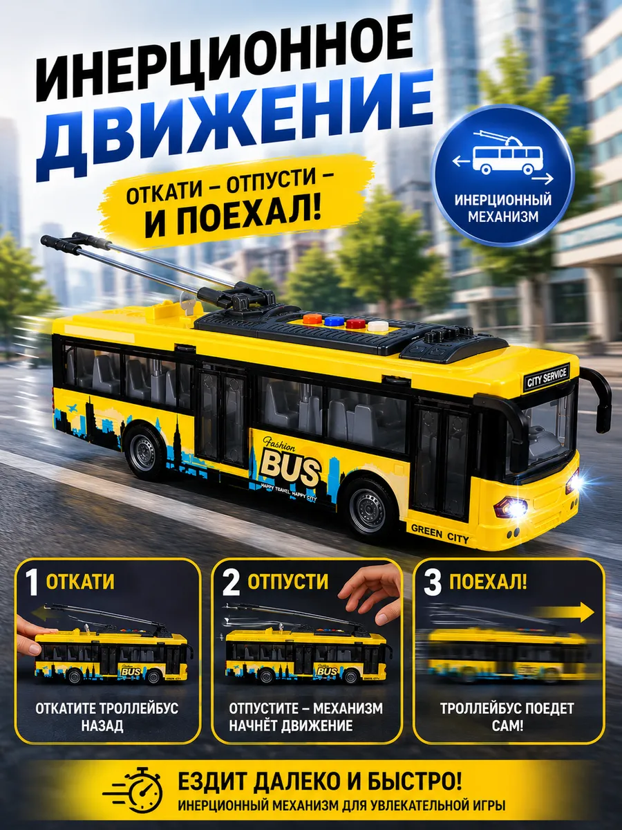 Машинка игрушка для мальчиков Троллейбус