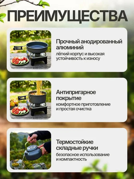 PodarkinDom Набор туристической посуды в чехле, серый, фото 3