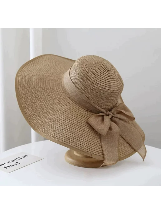 MD_HAT Шляпа пляжная летняя, коричневый