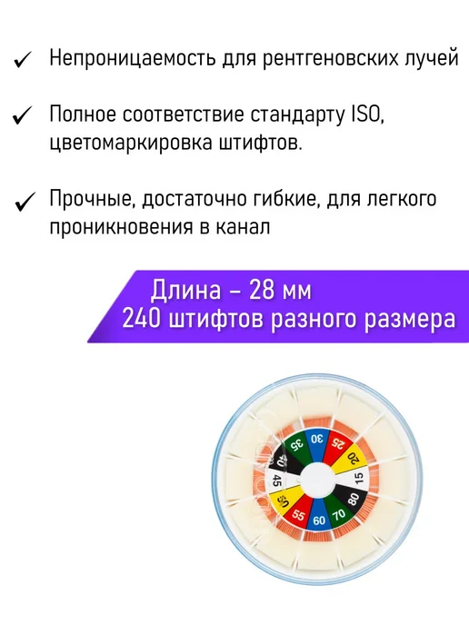 spident Гуттаперчевые штифты 02 ассорти №15-80, вариант, фото 2