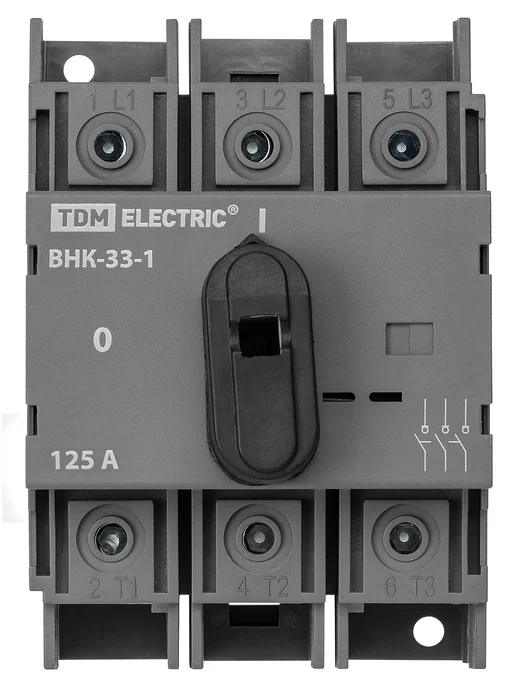 TDM Electric Рубильник ВНК-33-1 3П, 125 А, с установленной ручкой TDM, вариант
