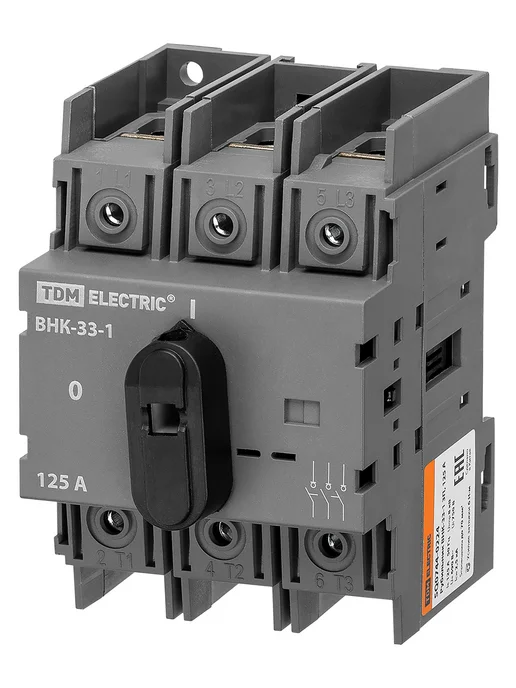 TDM Electric Рубильник ВНК-33-1 3П, 125 А, с установленной ручкой TDM, вариант, фото 2