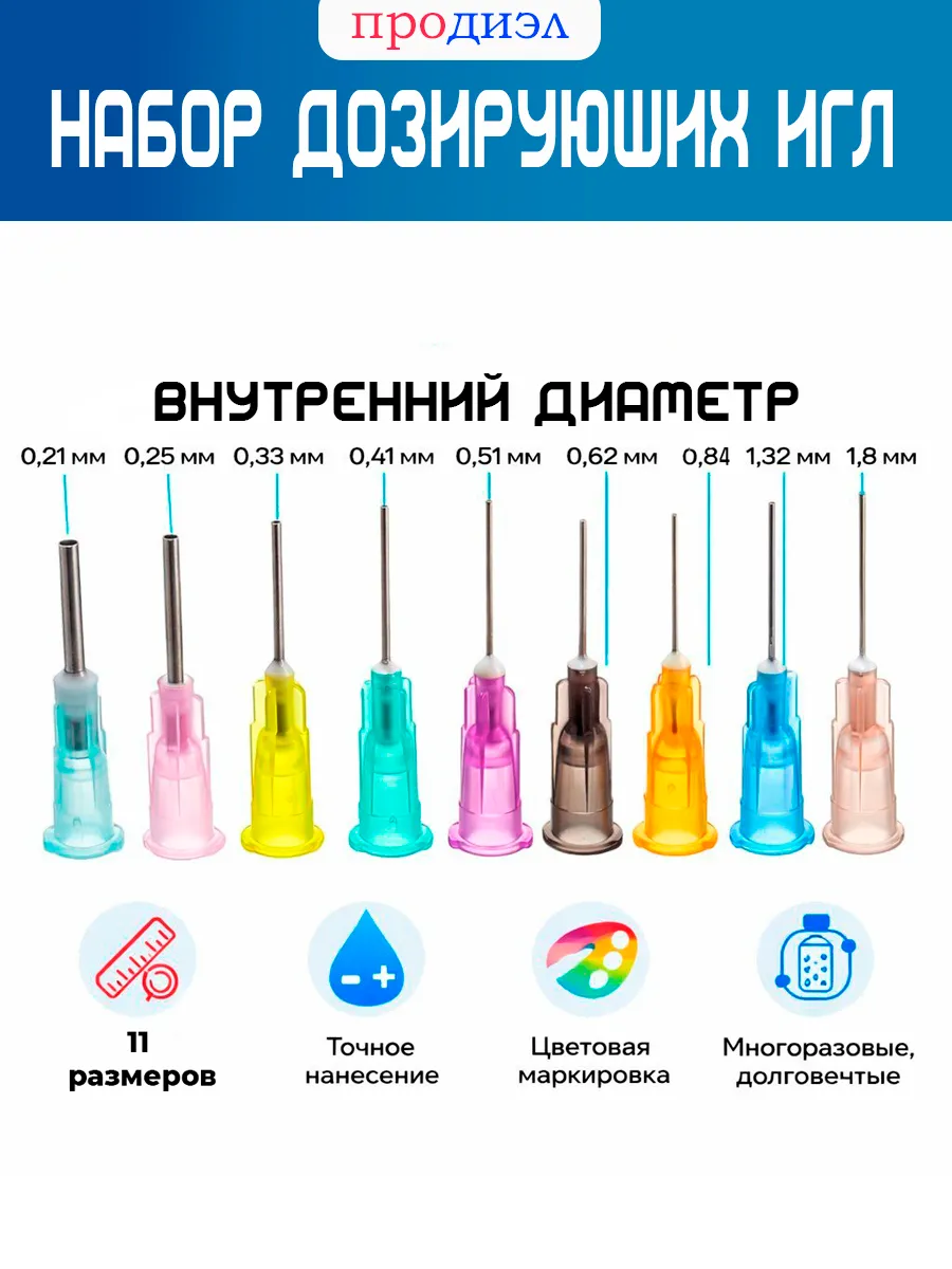 Набор игл-дозаторов для флюса, клея, герметика, масла
