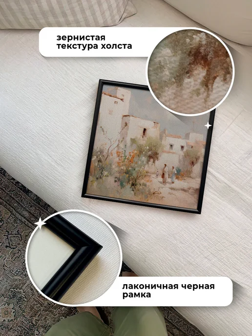 как в Pinterest Картина на холсте на стену Итальянский дворик с людьми 25х25, 25x25, фото 4