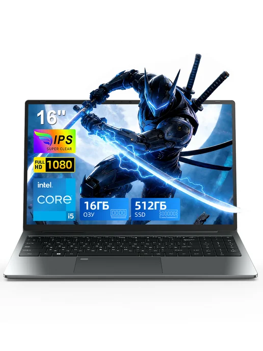 VANIWIN Hоутбук 16", Intel Core i5 (12 ядер) 32ГБ+1TБ SSD Игровой, 32 ГБ
