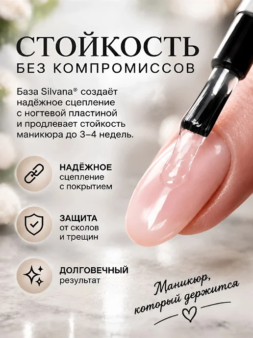 Silvana Official База для ногтей прозрачная супер продлевающая Silvana 12мл, 12 мл, фото 2