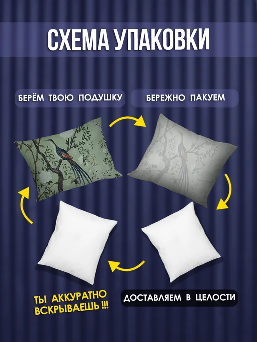 ETOMNENADA Подушка декоративная Птицы и цветы 50х30 велюр, 50x30, фото 6