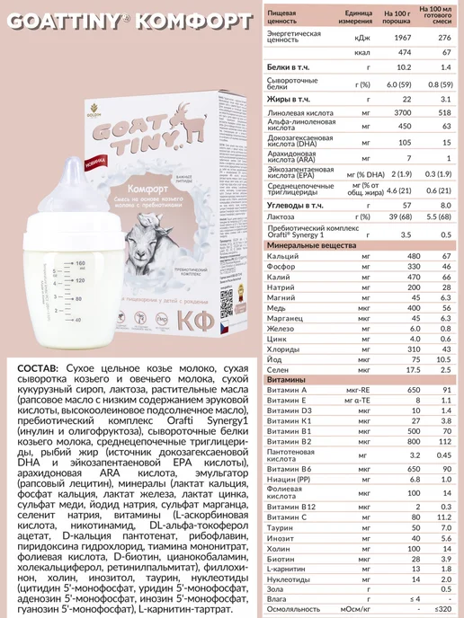GOATTINY Смесь Гоаттини Комфорт с пребиотиками от колик и запоров, вариант, фото 4