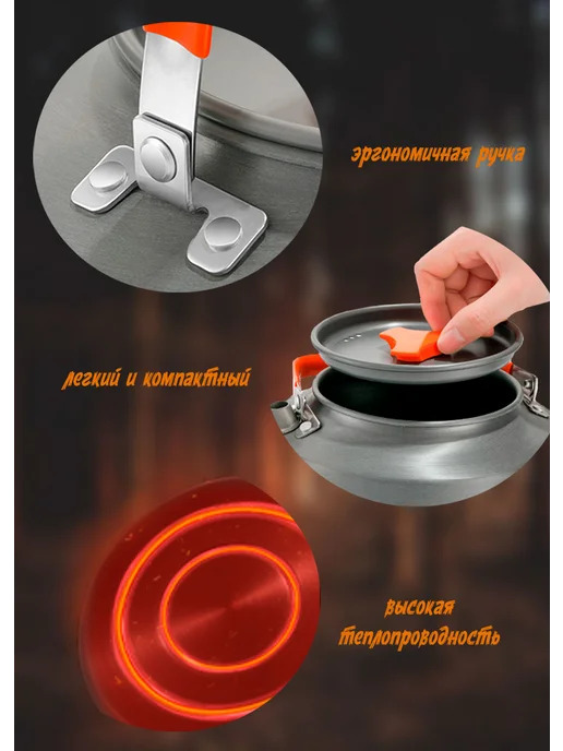 Походный чайник алюминиевый 1.5 л туристическая посуда, 1,5 л, фото 2