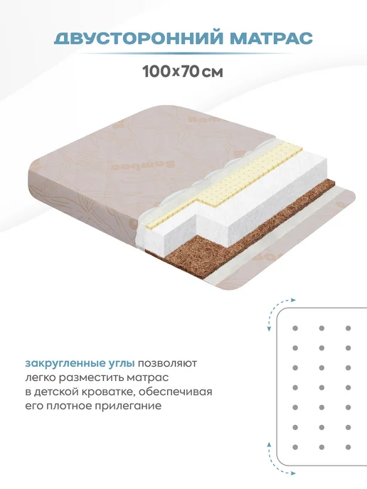 Indigo Матрас в кроватку для новорожденных Baby Line 70х100х11, 100x11, фото 2