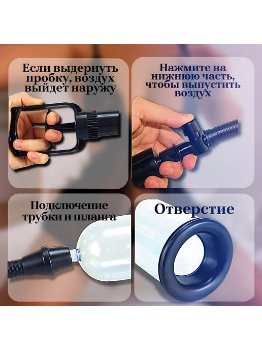 Вакуумная помпа для члена, черный, фото 4