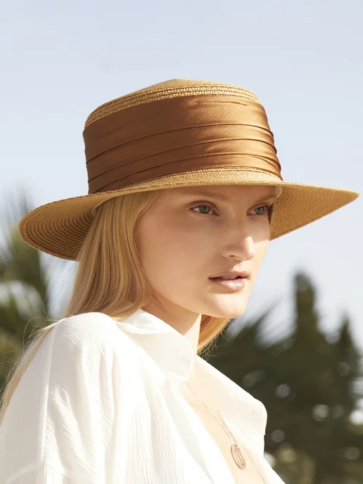 Rose Hats Шляпа пляжная летняя канотье, бежевый, фото 3