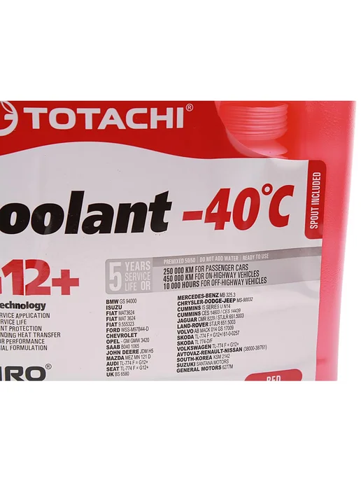 TOTACHI NIRO COOLANT Red -40C G12+ 5кг, 5 кг, красный, фото 2