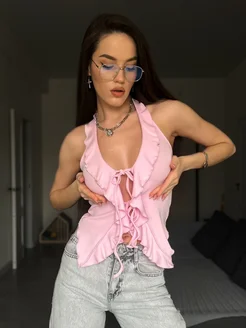 Топ с воланами вечерний со шнуровкой на груди у2к YESFASHION 369111199 купить за 1 464 ₽ в интернет‑магазине Wildberries