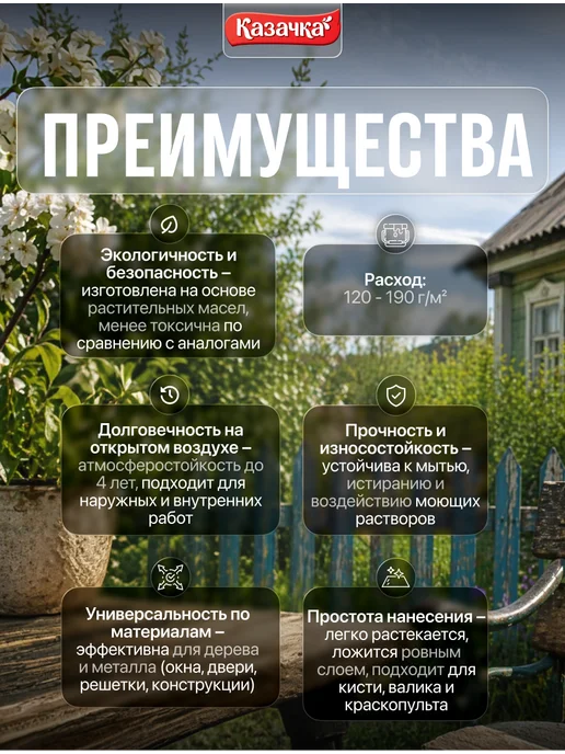 Казачка Краска масляная для наружных работ МА-15 белая 0,9 кг, 0,9 кг, фото 2