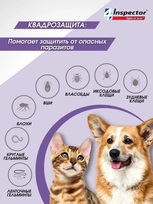 Таблетки для кошек и собак 8-16 кг от блох клещей глистов, 16 кг, фото 3