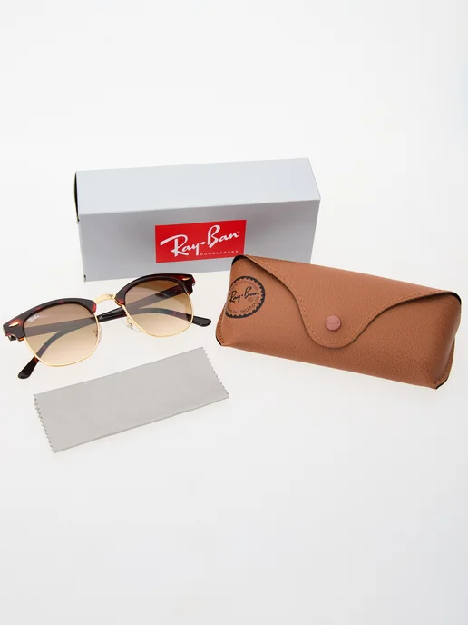 Ray-Ban Солнцезащитные очки Clubmaster, коричневый, фото 2