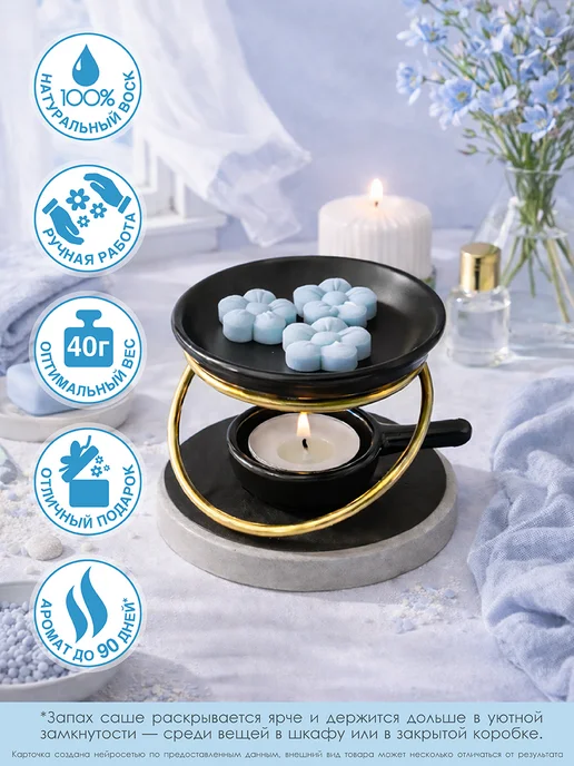 Лелисэль Саше ароматические для белья в шкаф, wax melts, голубой, фото 4