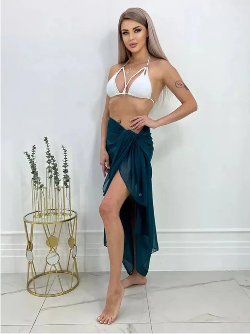 HN Fashions Парео накидка пляжная на купальник, зеленый, фото 2