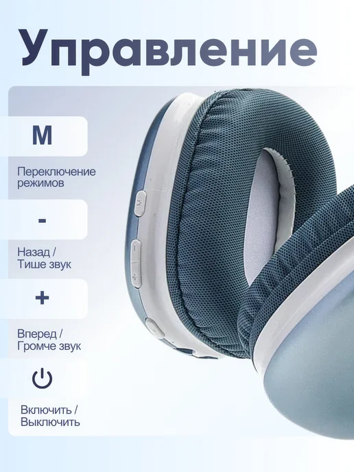 Menron Наушники беспроводные большие синий Скидка на цену, синий, фото 5