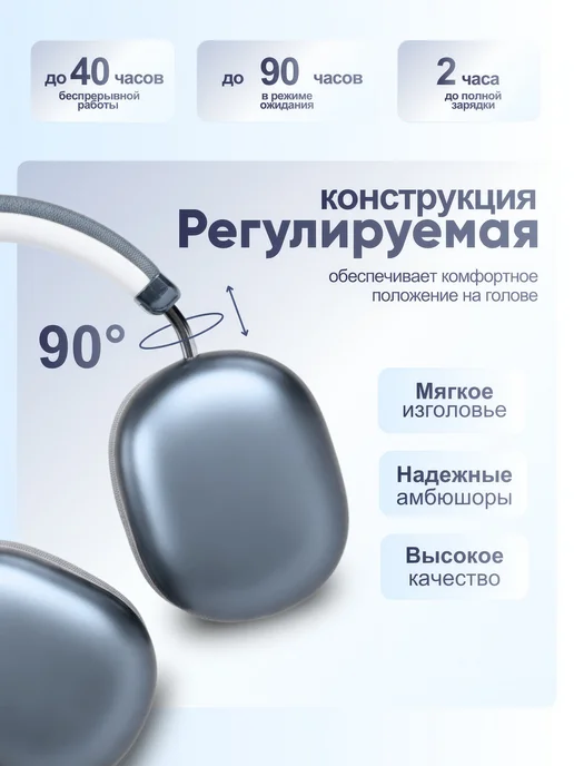 Menron Наушники беспроводные большие синий Скидка на цену, синий, фото 6