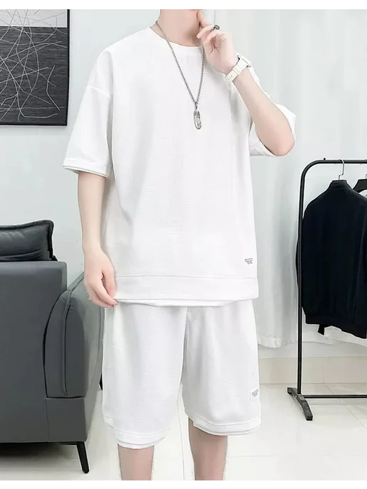 VIE SHOP Костюм спортивный с шортами, белый