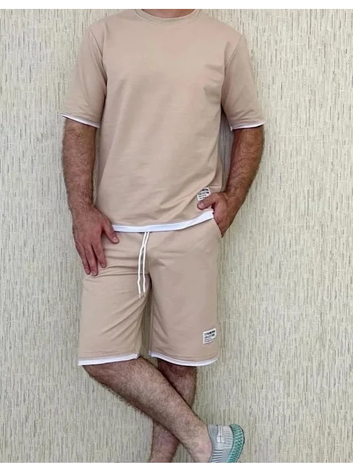 VIE SHOP Костюм спортивный с шортами, бежевый