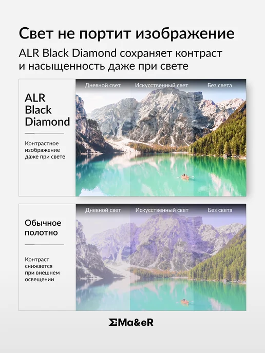 Ma&eR ALR Black Diamond 100" 16 9 Экран для проектора настенный, черный, фото 2