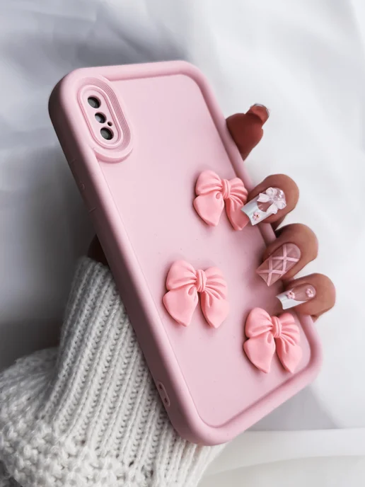 LUMILUM Чехол на iPhone X XS Айфон 10 с принтом силиконовый, розовый, фото 4