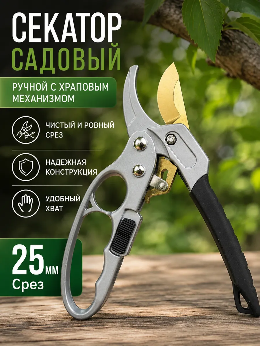 Секатор садовый с храповым механизмом